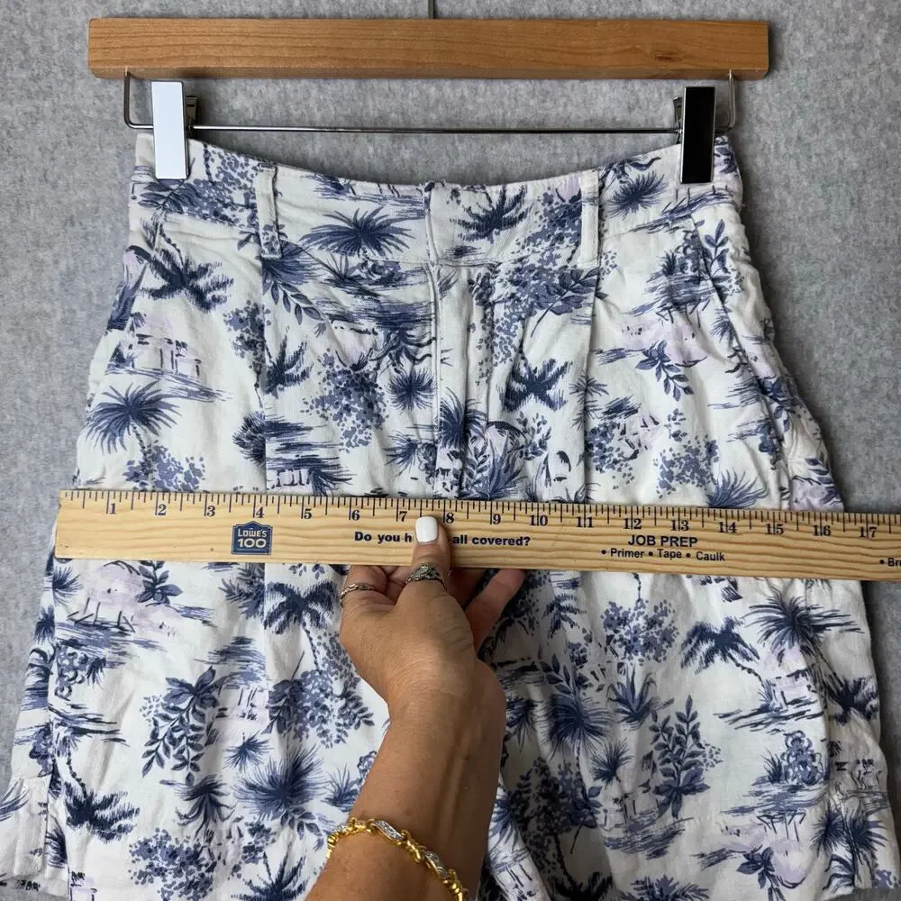Abercrombie & Fitch Linen Shorts Womens XS White Bermuda Hawaiian Casual Preppy